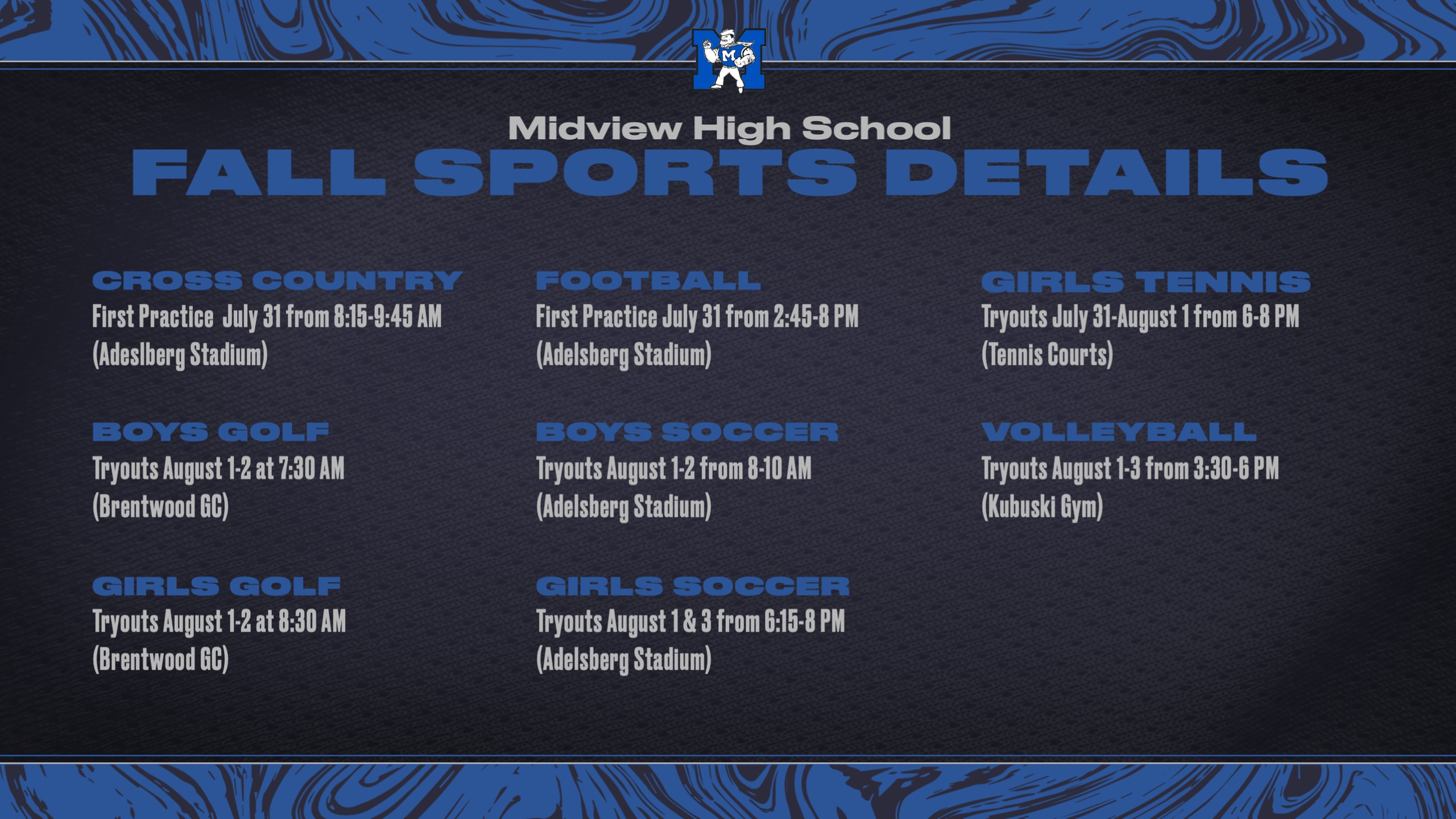 Midview High School Fall Sports Begin July 31