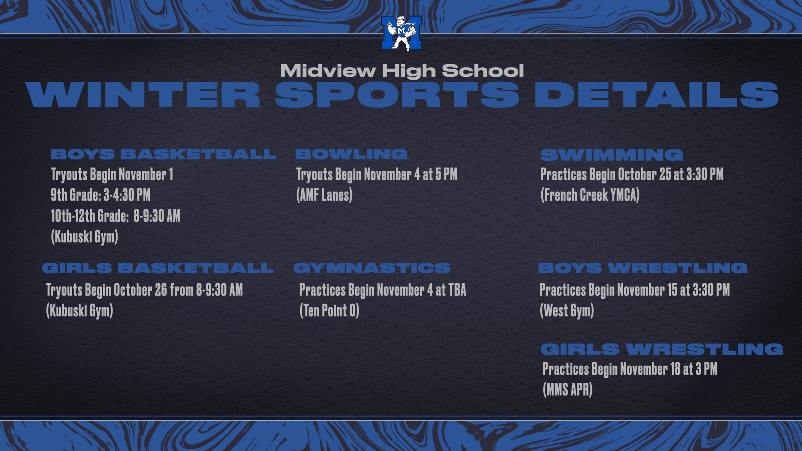 Midview High School Winter Sports Begin Soon