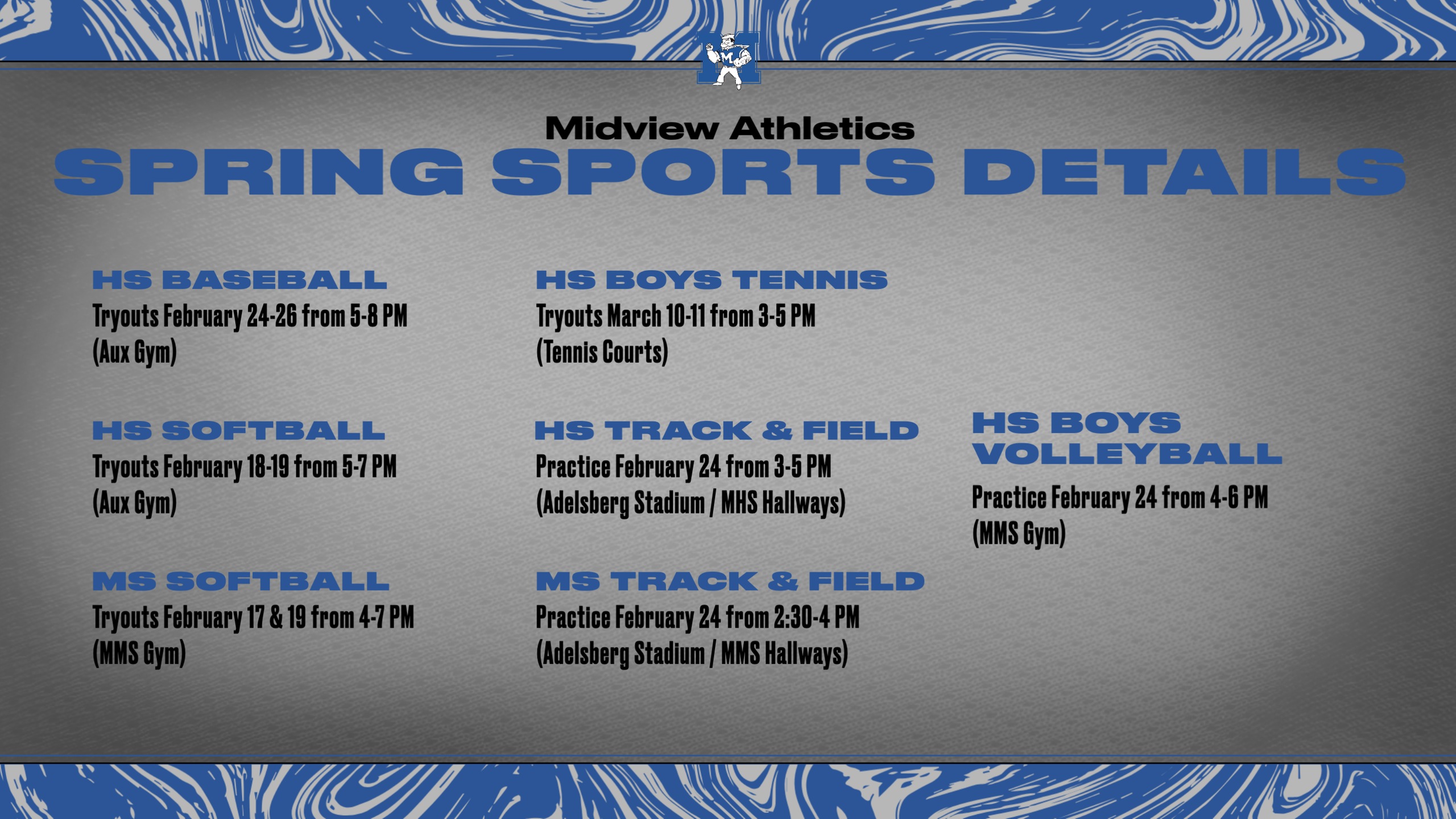Midview Spring Sports Begin Soon