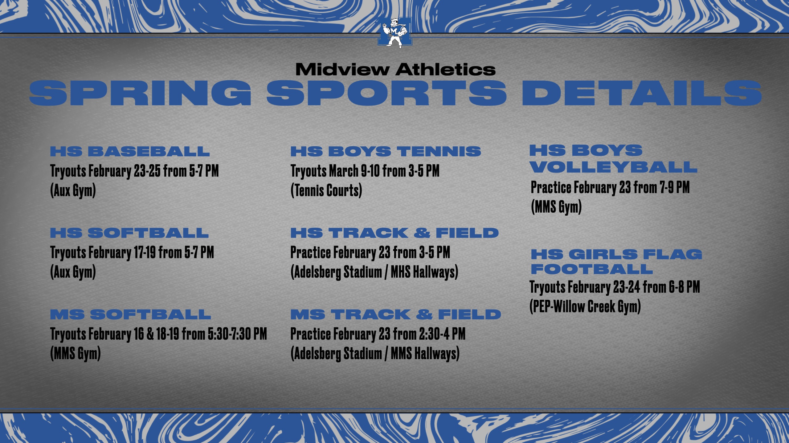 2026 Midview Spring Sports Begin Soon