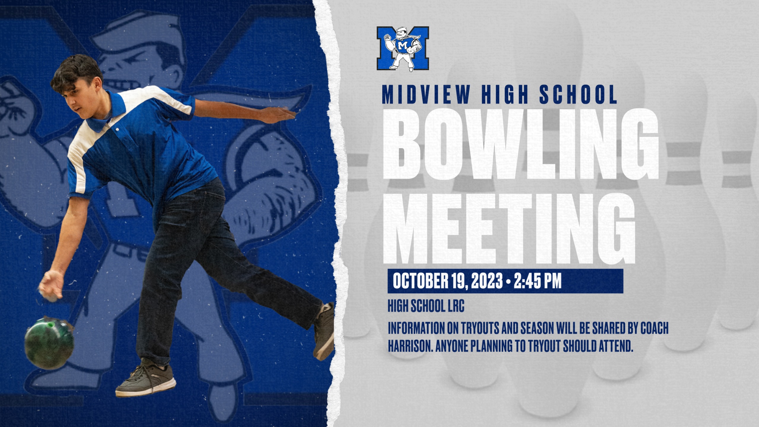 HS Bowling Interest Meeting After School in LRC on October 19