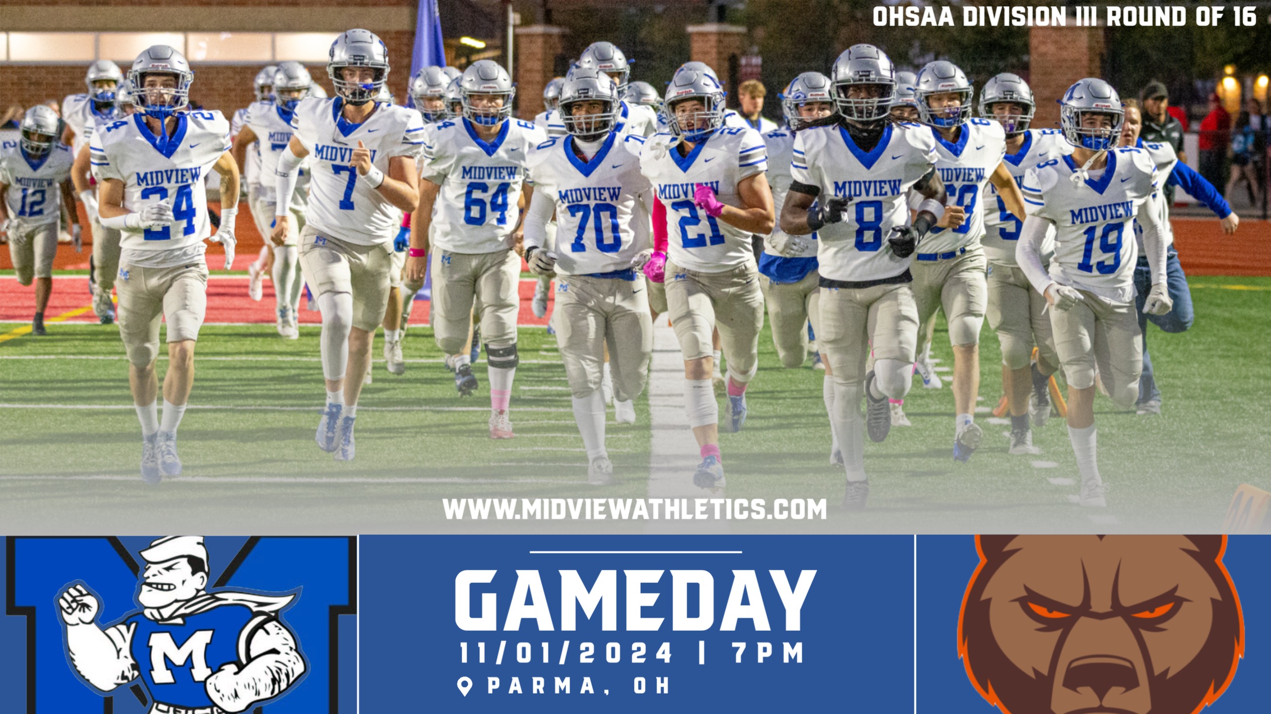 Midview Football to Open OHSAA Playoff Run at Padua in Week 11