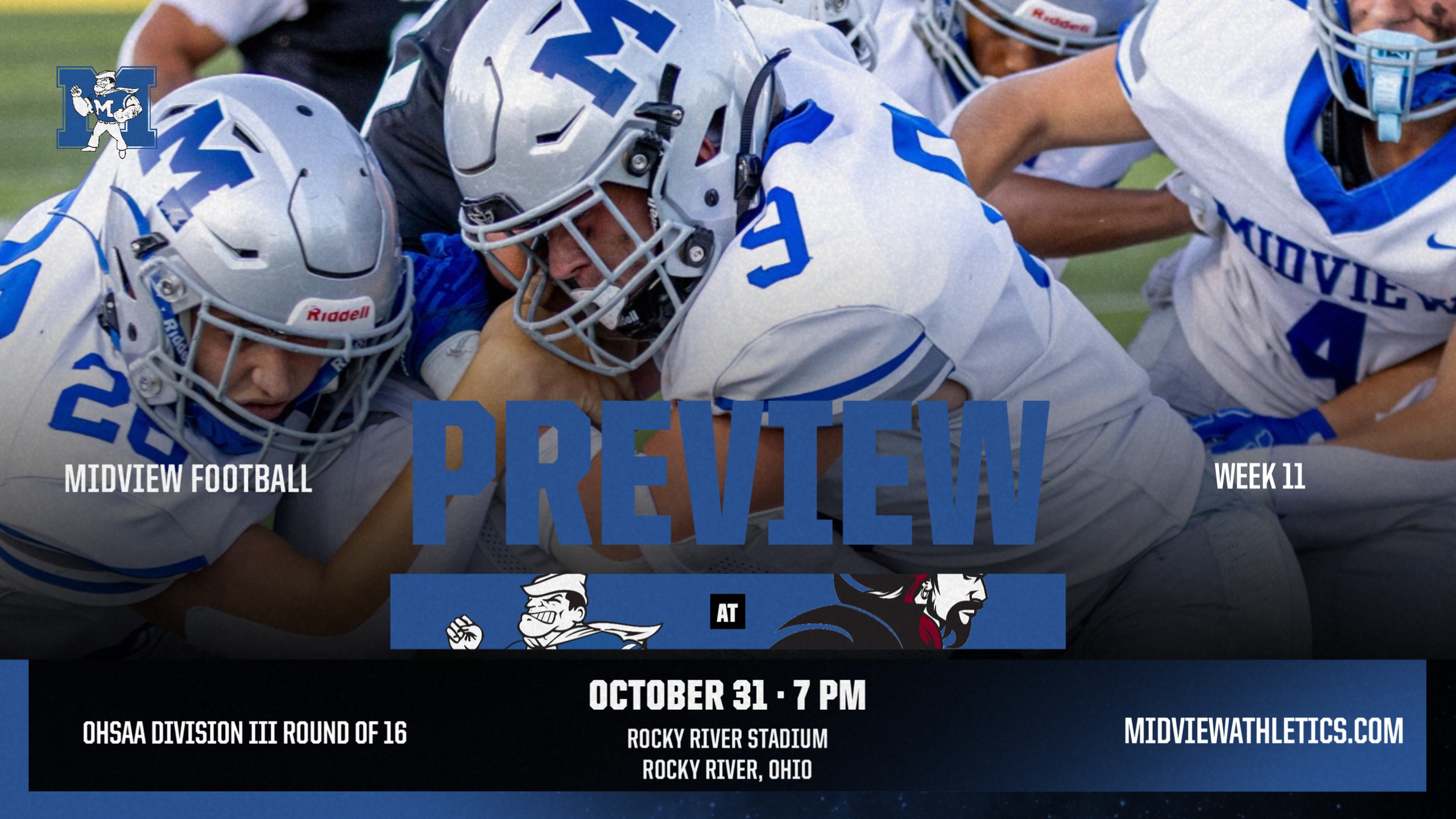 Midview Football to visit Rocky River for OHSAA Division III Regional Opener